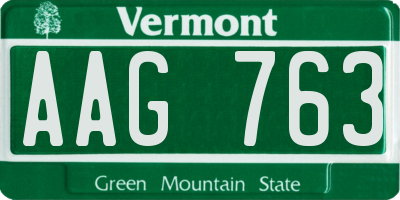 VT license plate AAG763