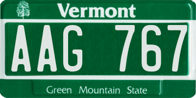 VT license plate AAG767