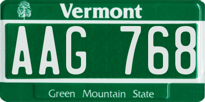 VT license plate AAG768