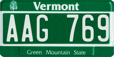 VT license plate AAG769