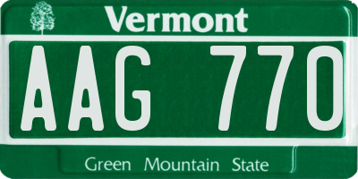 VT license plate AAG770