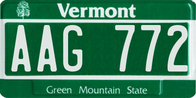 VT license plate AAG772