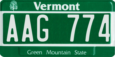 VT license plate AAG774