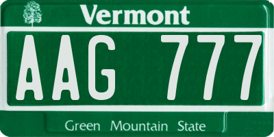 VT license plate AAG777