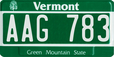 VT license plate AAG783