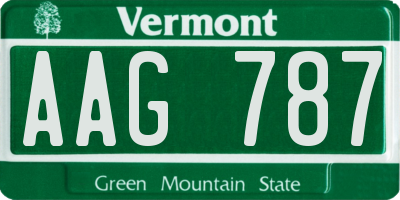 VT license plate AAG787