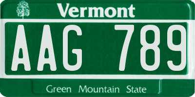 VT license plate AAG789