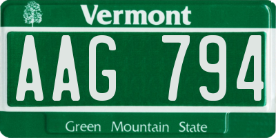 VT license plate AAG794