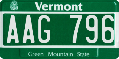 VT license plate AAG796