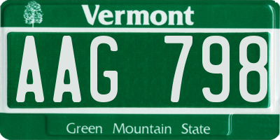 VT license plate AAG798