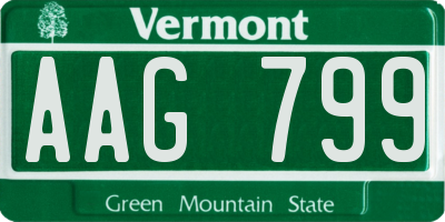 VT license plate AAG799