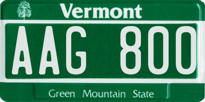 VT license plate AAG800