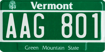 VT license plate AAG801