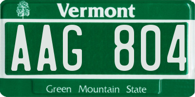 VT license plate AAG804