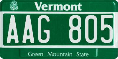 VT license plate AAG805