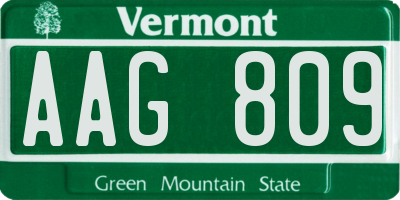 VT license plate AAG809