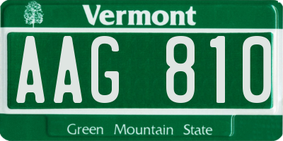 VT license plate AAG810