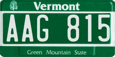 VT license plate AAG815