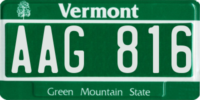 VT license plate AAG816
