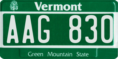 VT license plate AAG830