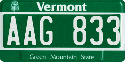 VT license plate AAG833