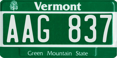 VT license plate AAG837