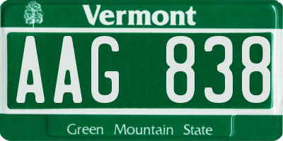 VT license plate AAG838