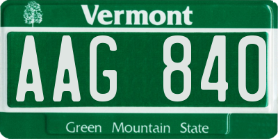 VT license plate AAG840