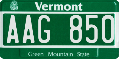 VT license plate AAG850