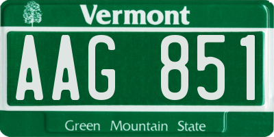 VT license plate AAG851