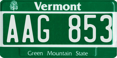 VT license plate AAG853