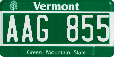 VT license plate AAG855