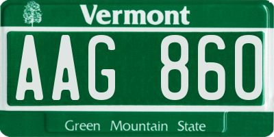 VT license plate AAG860