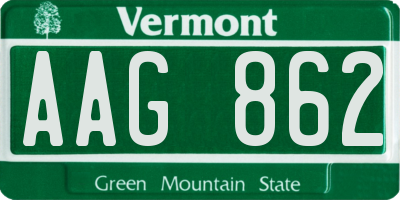 VT license plate AAG862