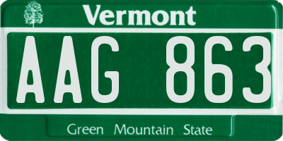 VT license plate AAG863