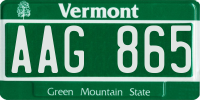 VT license plate AAG865