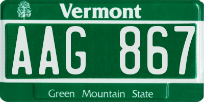 VT license plate AAG867