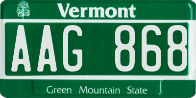 VT license plate AAG868