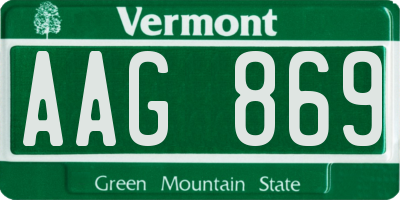 VT license plate AAG869