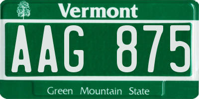 VT license plate AAG875