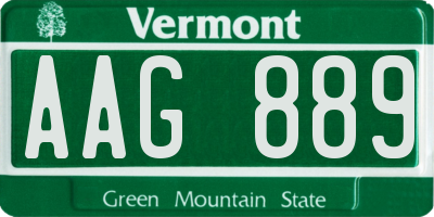 VT license plate AAG889