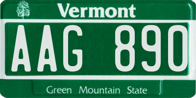 VT license plate AAG890