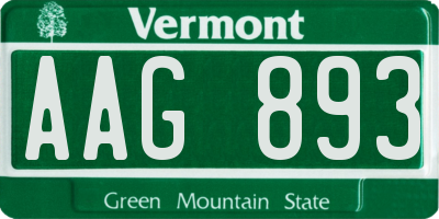 VT license plate AAG893