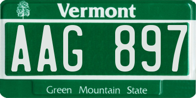 VT license plate AAG897