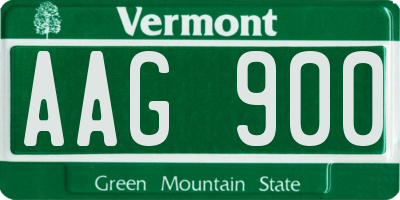 VT license plate AAG900