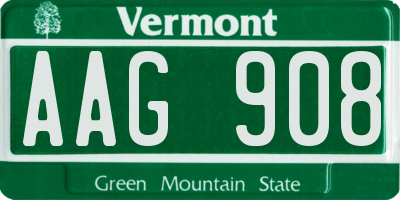 VT license plate AAG908