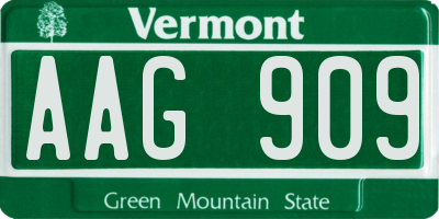 VT license plate AAG909