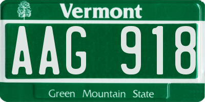 VT license plate AAG918