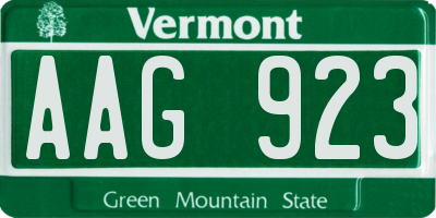 VT license plate AAG923