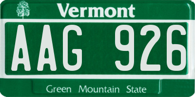 VT license plate AAG926